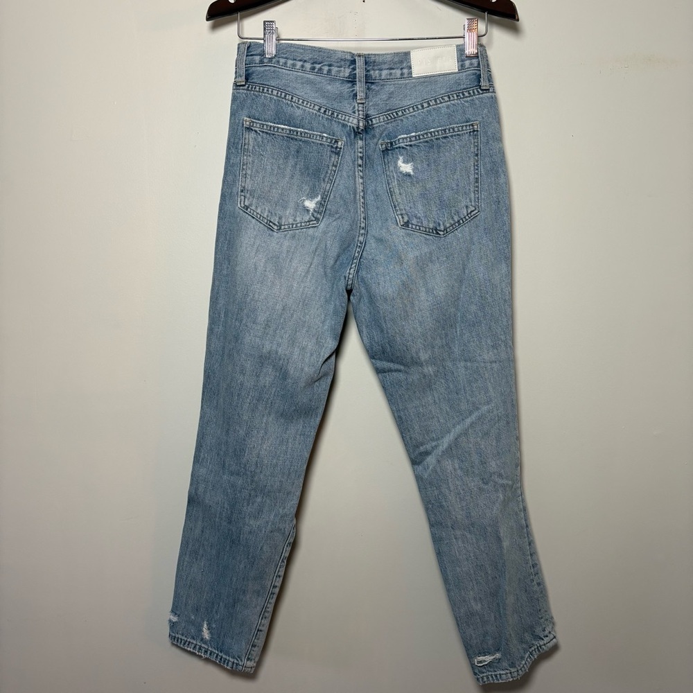 Pistola Jeans Sz 27 Distressed Light Wash Denim High Rise Straight Leg Raw Hem - Picture 4 of 11